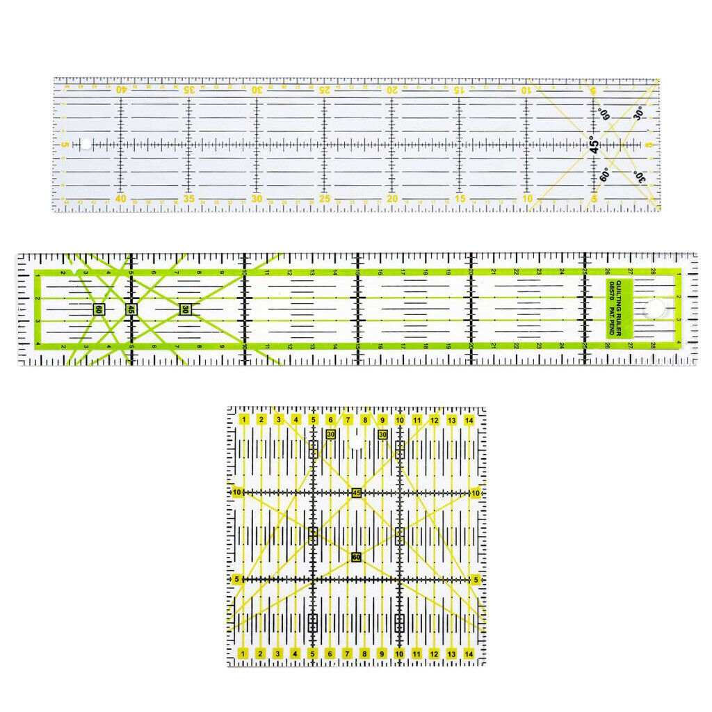 3pcs Acrylic Square Rectangle Square Quilting Drawing Patchwork Sewing Rulers