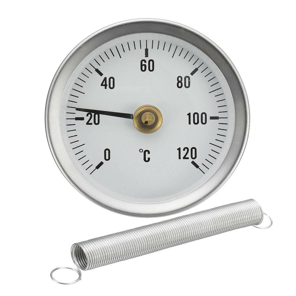 63mm Metal Pipe Thermometer   Temperature Spring Dial Gauge 0-120Âº C
