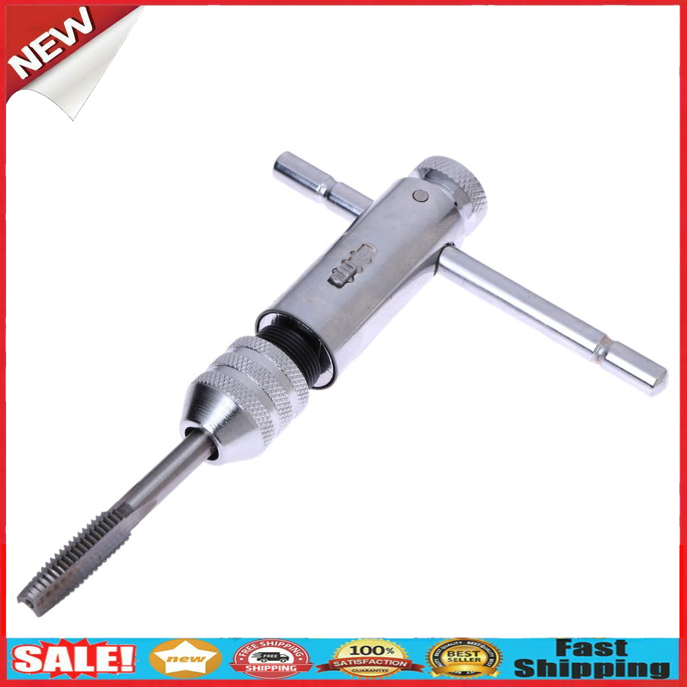 M3-M8 T-Handle Ratchet Tap Wrench Machinist Tool With 5Pcs Screw Thread Plu @