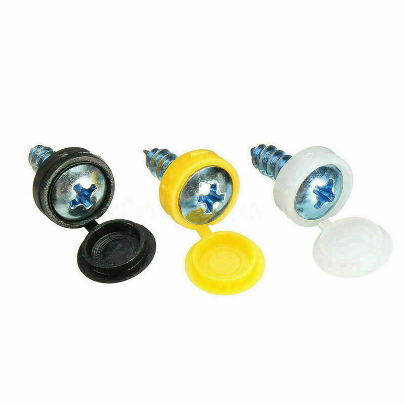 12Pcs Number Plate Screw Caps / Covers Black / White / Yellow Set License Reg