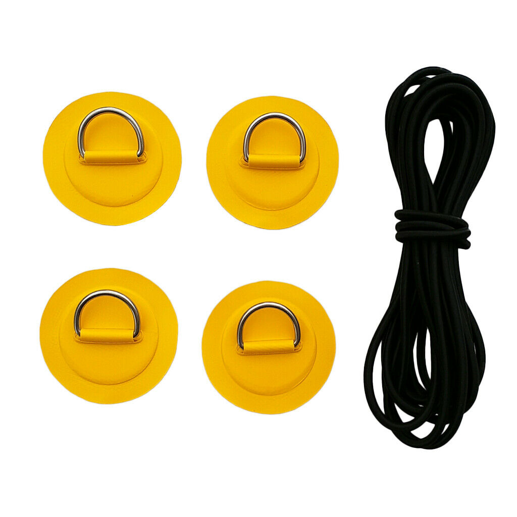 4Pcs Inflatable Boat Dinghy Kayak Canoe D- Patch Pad with Shock Bungee Cord