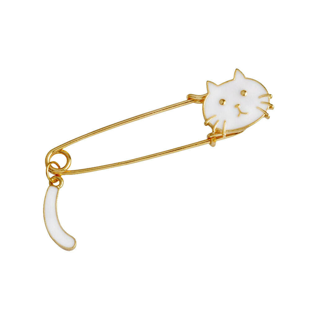 Prettyia 2pcs Women Kilt Pin Animal Cat Brooch Large Safety Pins Charming enamel