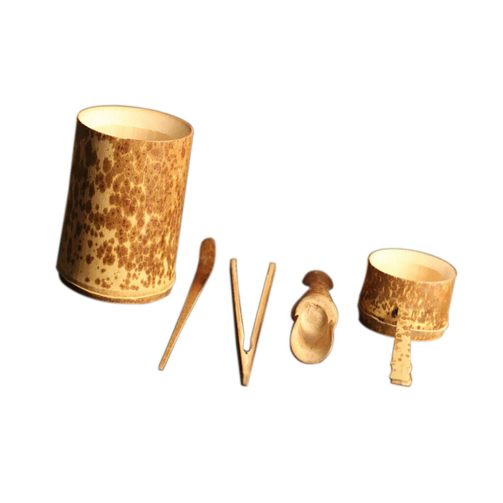 5Pieces Bamboo Tea Strainer Tea Bucket Tea Spoon Kit Kung Fu Tea Ceremony