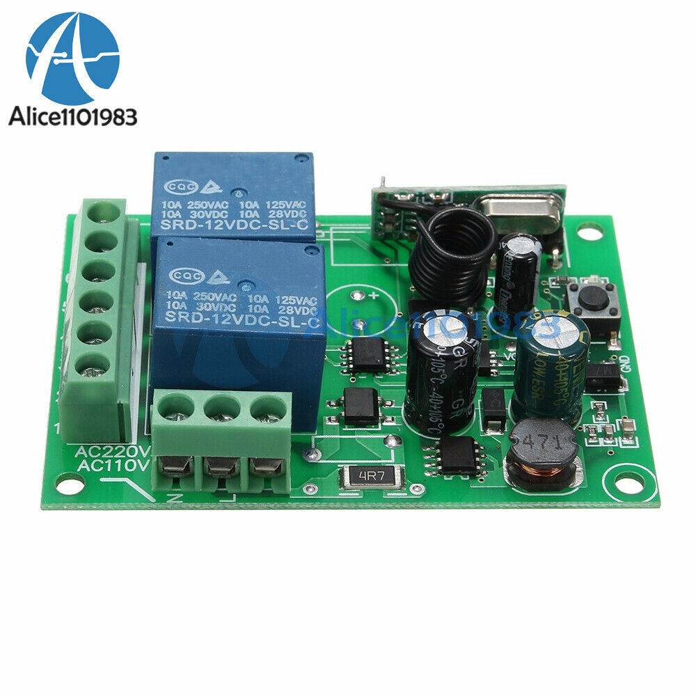 AC110-220V 315MHz 2-Channel Wireless RF Relay Remote Control Switch Receiver