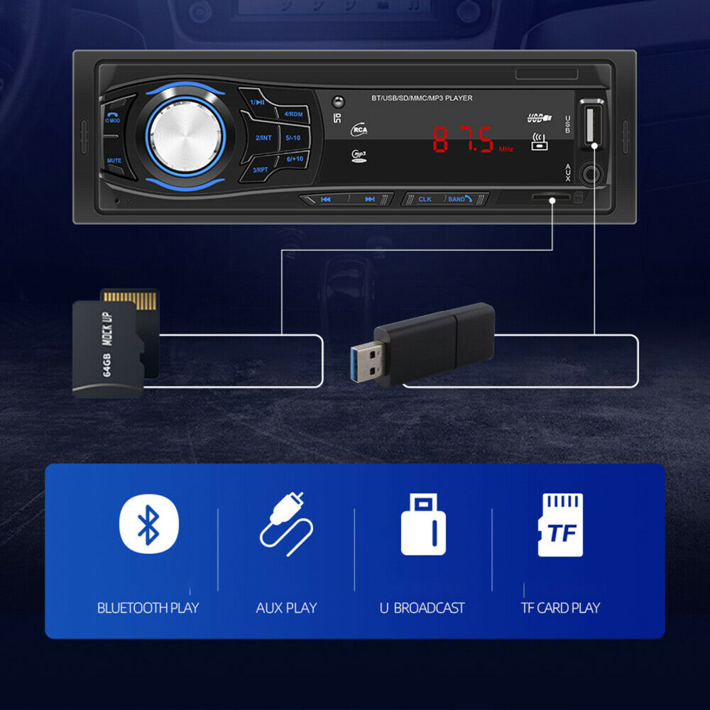 12V Car Bluetooth MP3 Player FM Radio Support TF Card U Disk Player Auto Audio/