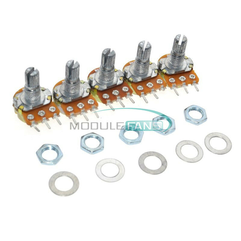 5PCS WH148 Pot B20K 20K Linear Potentiometer Shaft 15mm 3Pin with Nuts