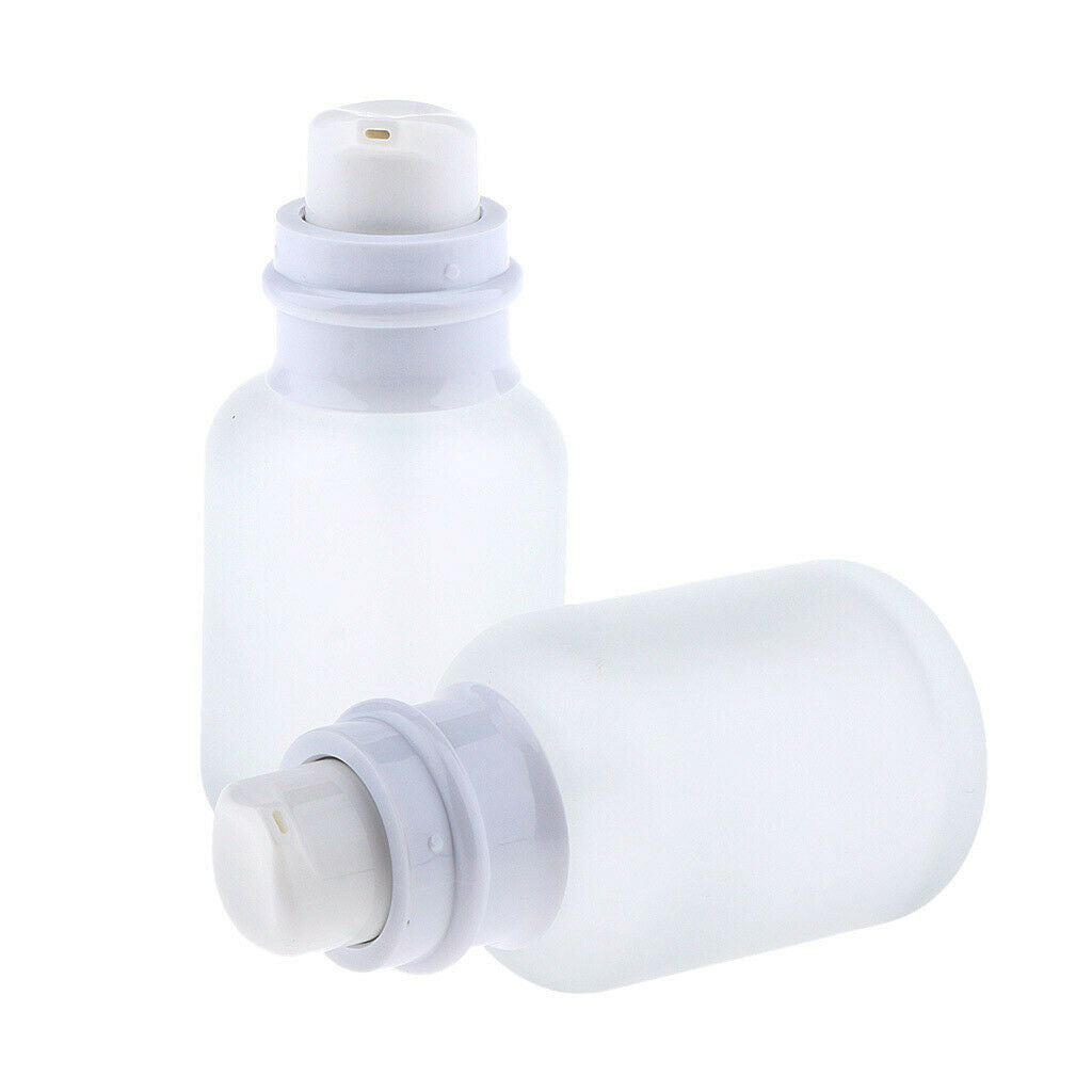 2pcs Empty Refillable Frosted Glass Pump Press Bottles for Emulsion 50ml