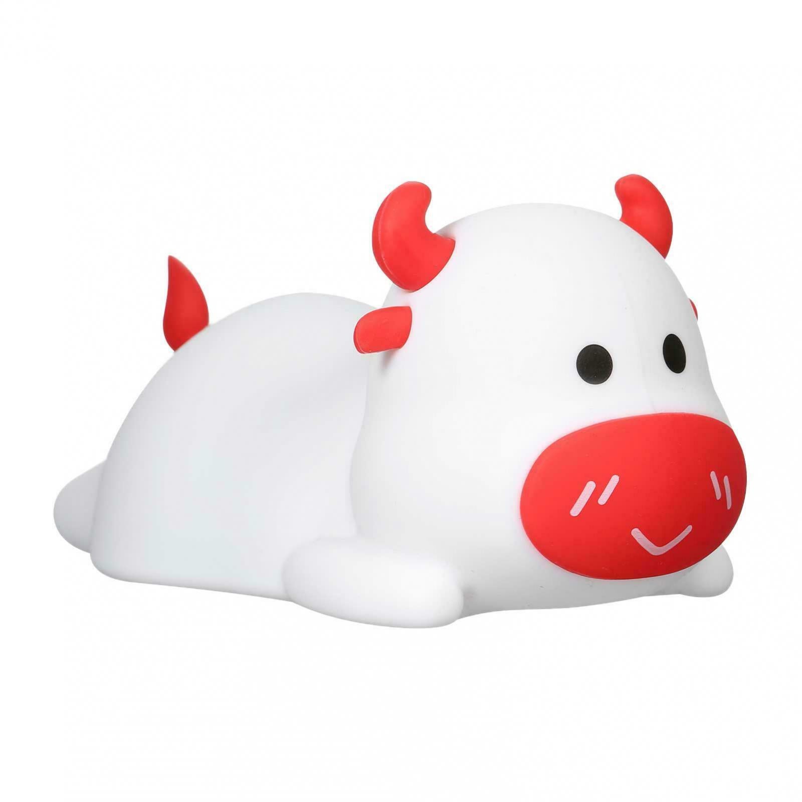 Soft Silicone Night Light Bull Bedside Nursery Lamp LED 7-Color Nightlight