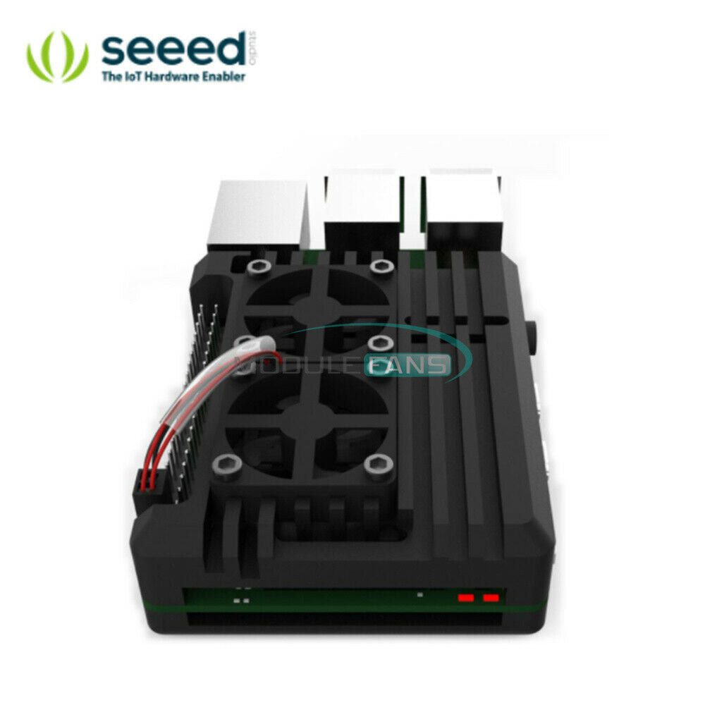 For Raspberry Pi 2B/3B/3B+/4B w/ Dual Fans Armor Aluminum Metal Case Black