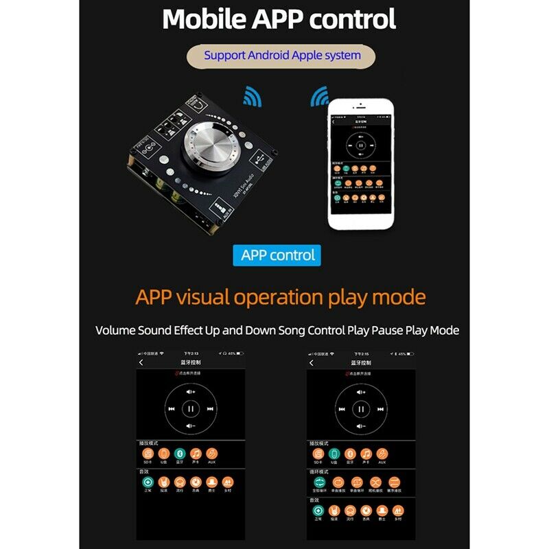 XY-AP100L 100WX2 Bluetooth 5.0 Stereo Amplifier Board AUX USB Sound Card DigQ9I9