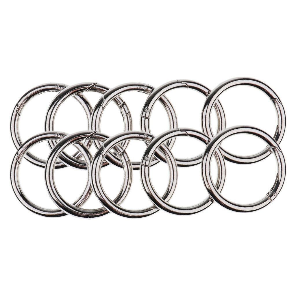 10Pcs Round Key Rings Premium Plated Open Hook Spring Ring Keychain 49mm