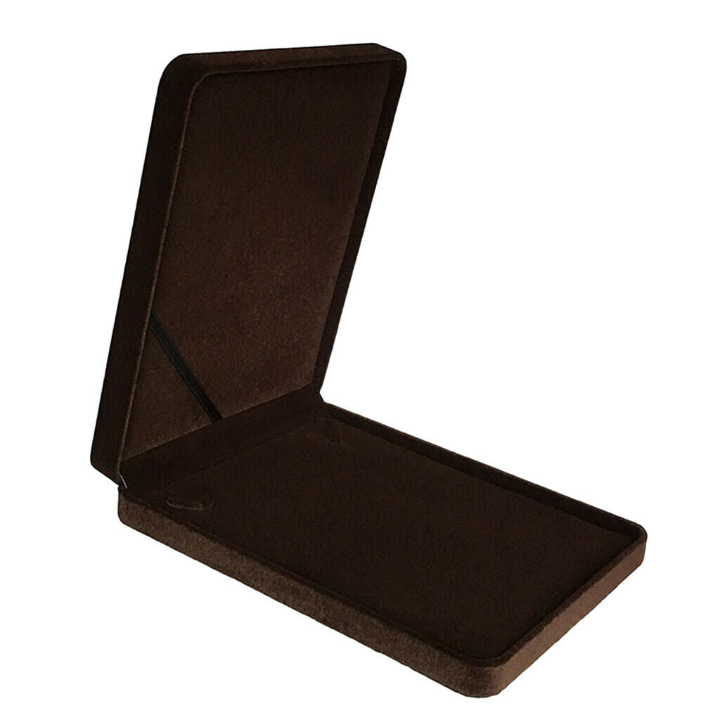 Velvet Jewelry Necklace Box Case with Lid Travel Jewelry Storage Case Coffee