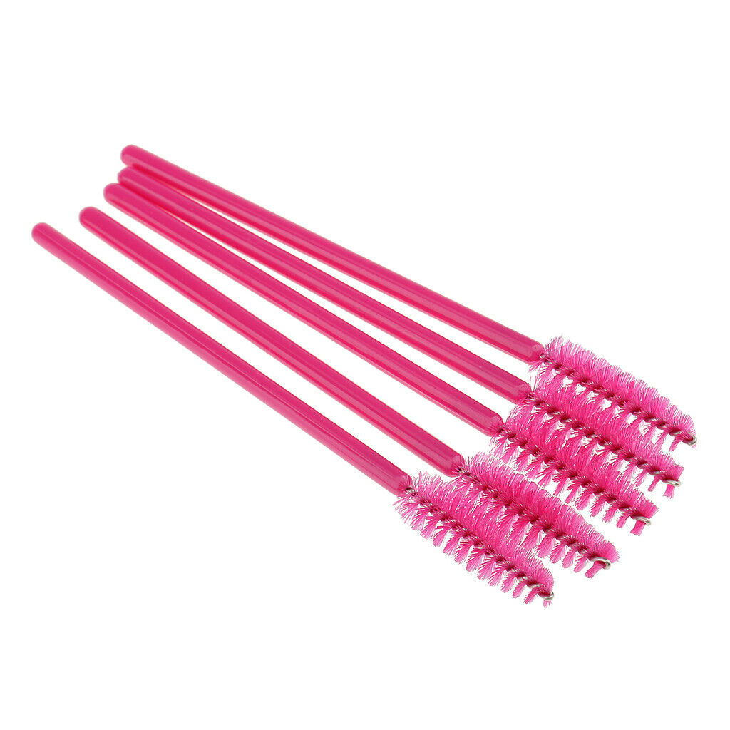 100 Pieces Disposable Eyelash Mascara Wands Applicator Makeup Brush Rose Red