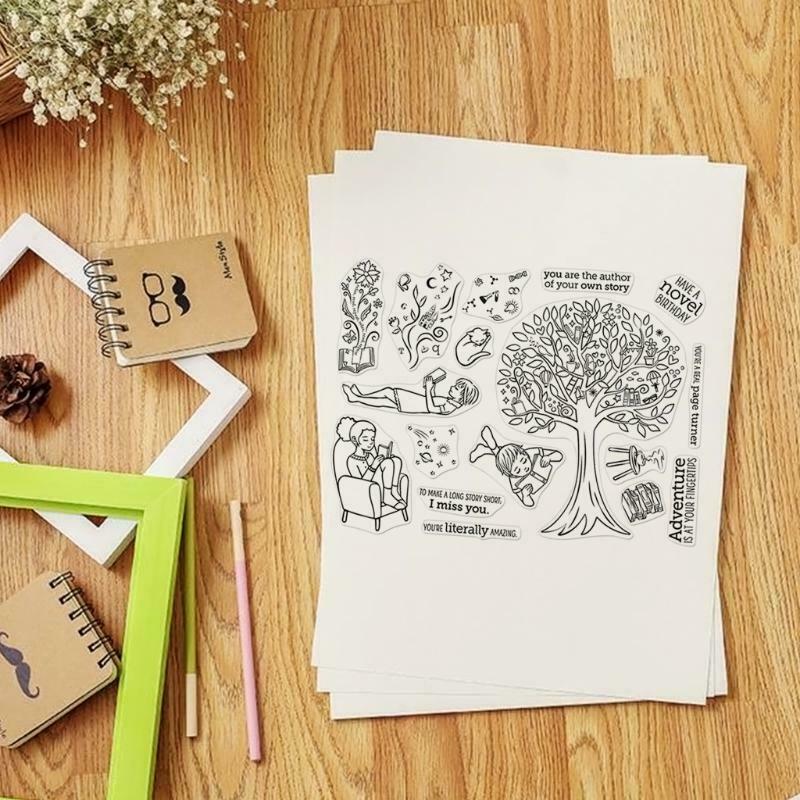 Reading Under The Tree Silicone Stamps Metal Cutting Dies Stencil Template Set