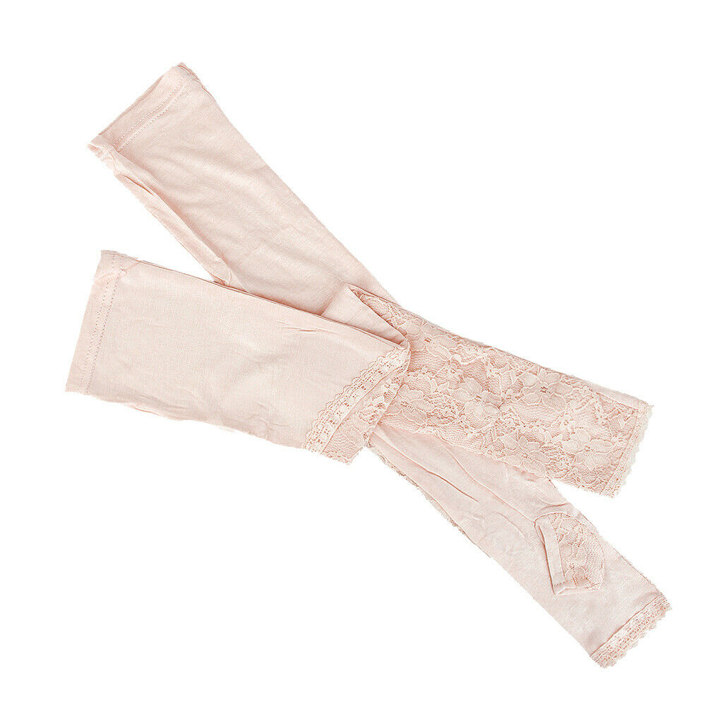 Nude Long lace UV Protection Sun Bridal Golf Driving Gloves Arm Sleeves