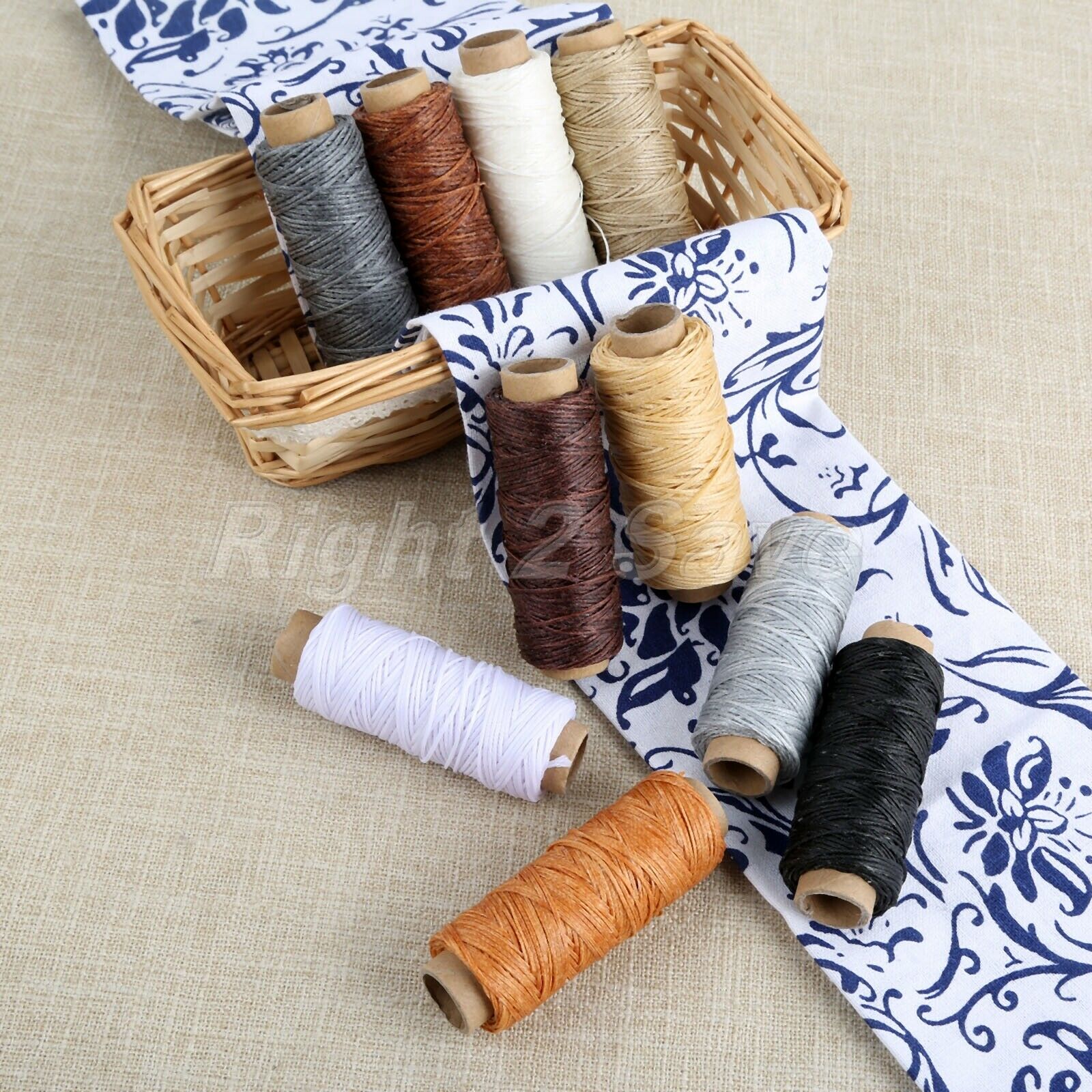 10 Rolls 50m 150D Flat Sewing Wax Line for Handmade Leather Craft DIY 10 Colors