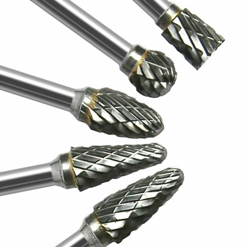 10PC Rotary Burr Set Head Tungsten Carbide Burrs 1/8 Shank Die Grinder Bit Tool