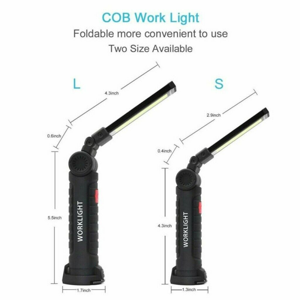 Rechargeable COB LED Work Light Lamp Flashlight Magnetic Foldable Inspect