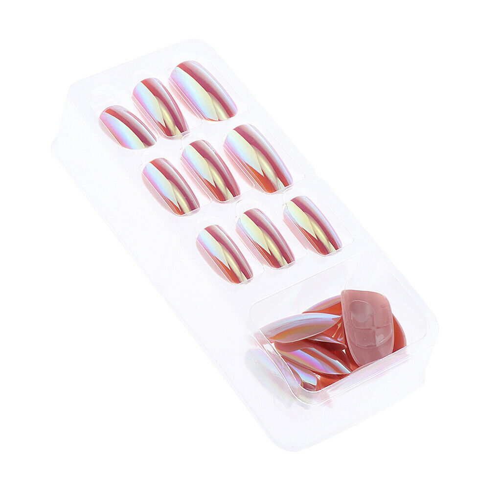 10pcs Portable Nail Art Suction Stick Tool With 24 Pieces Shimmer False Nail