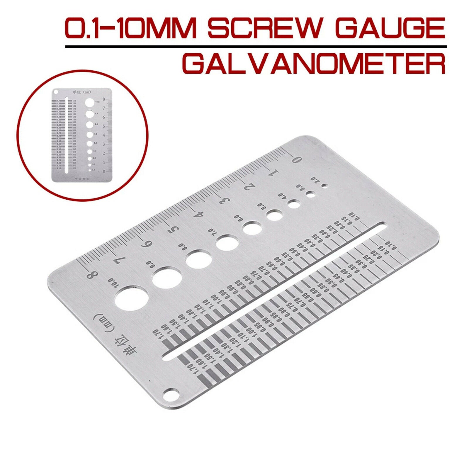 0.1-10mm Stainless Steel Screw Thread Gauge Diameter Measuring Gauge Checker