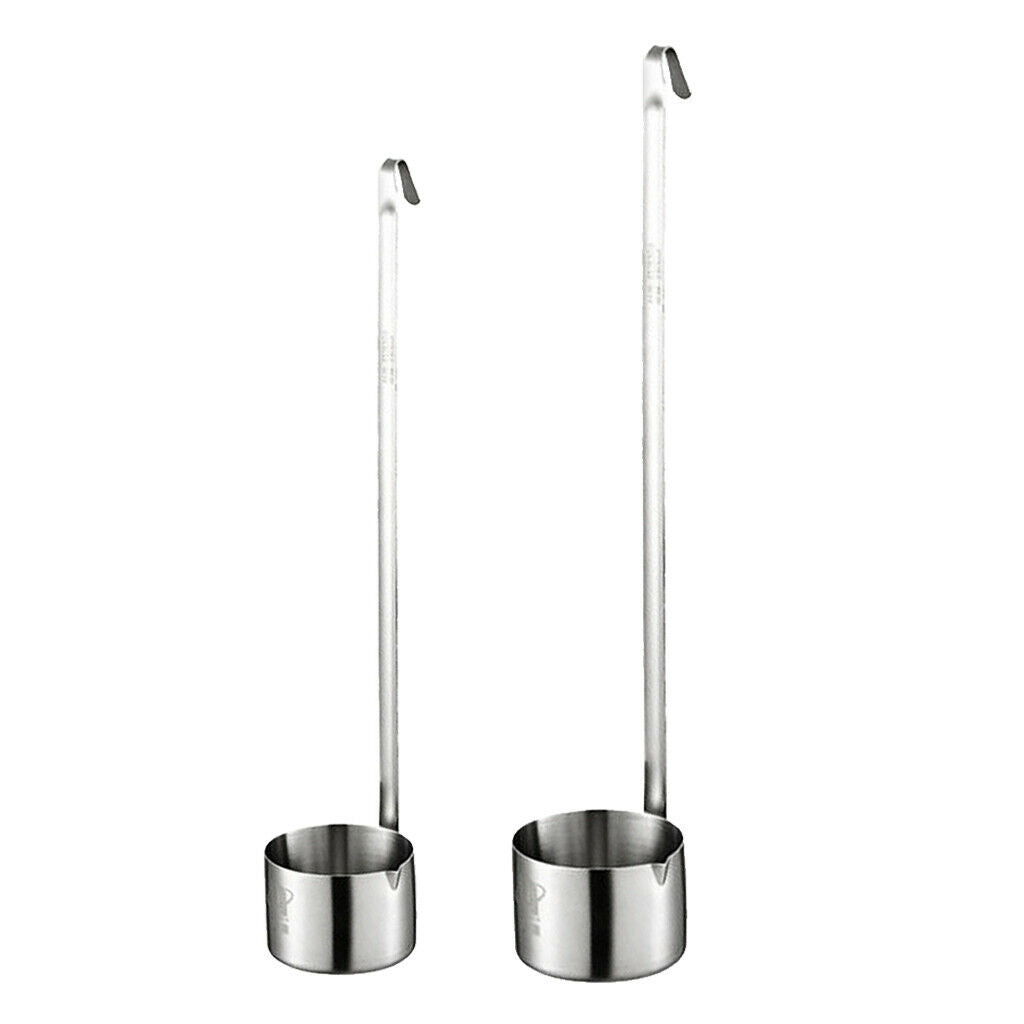 2pcs Wine Pouring Measuring Dipper Ladle Spoon Flat Bottom with Hanging Hook
