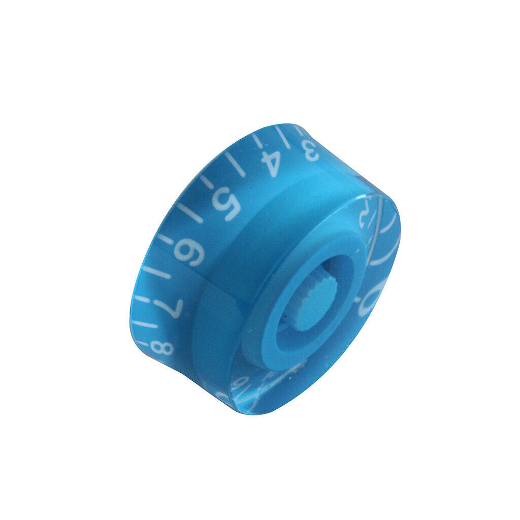 Blue Control Knobs Acrylic Speed Knobs with White Word for Electric Guitar