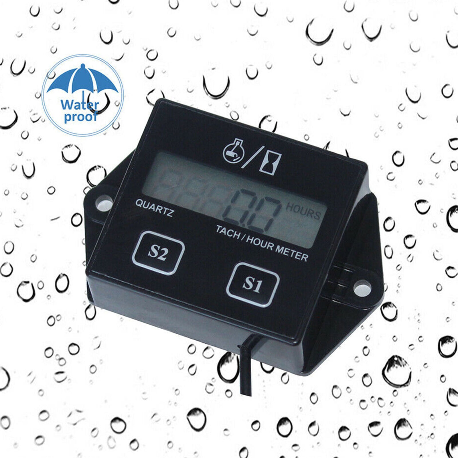 Black Digital Tach Hour Meter Tachometer Gauge For Dirt bike ATV New