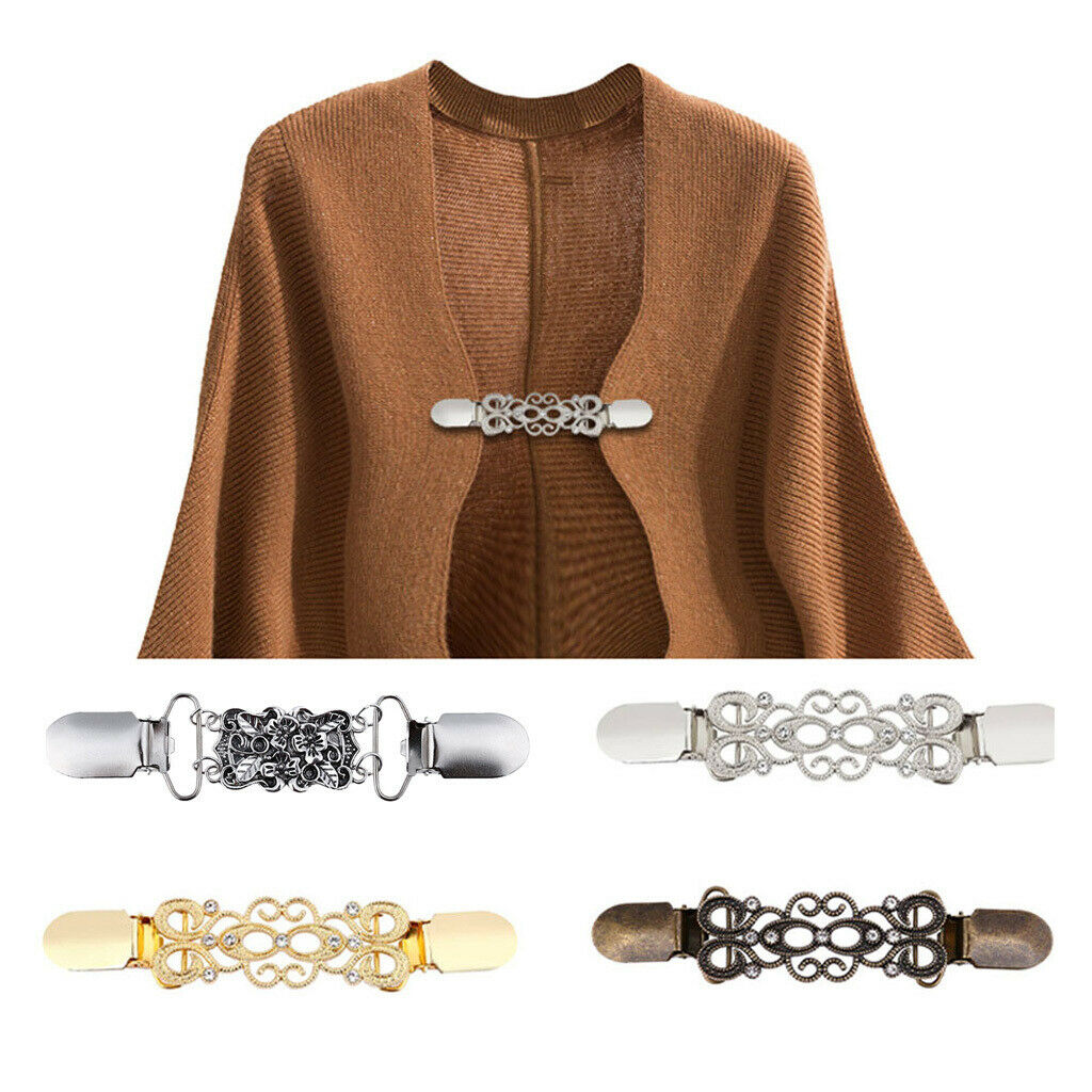 4 Pieces Rhinestone Sweater Clip Duck Buckle Clips Cardigan Clip Collar Clips