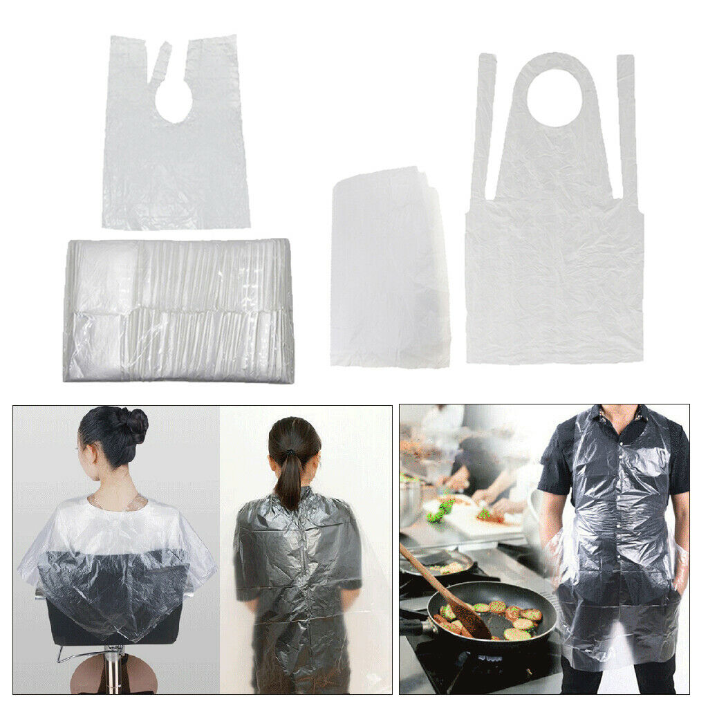 200pcs Clear Disposable Unisex Hair Cutting Cape Aprons Home Hairdressing