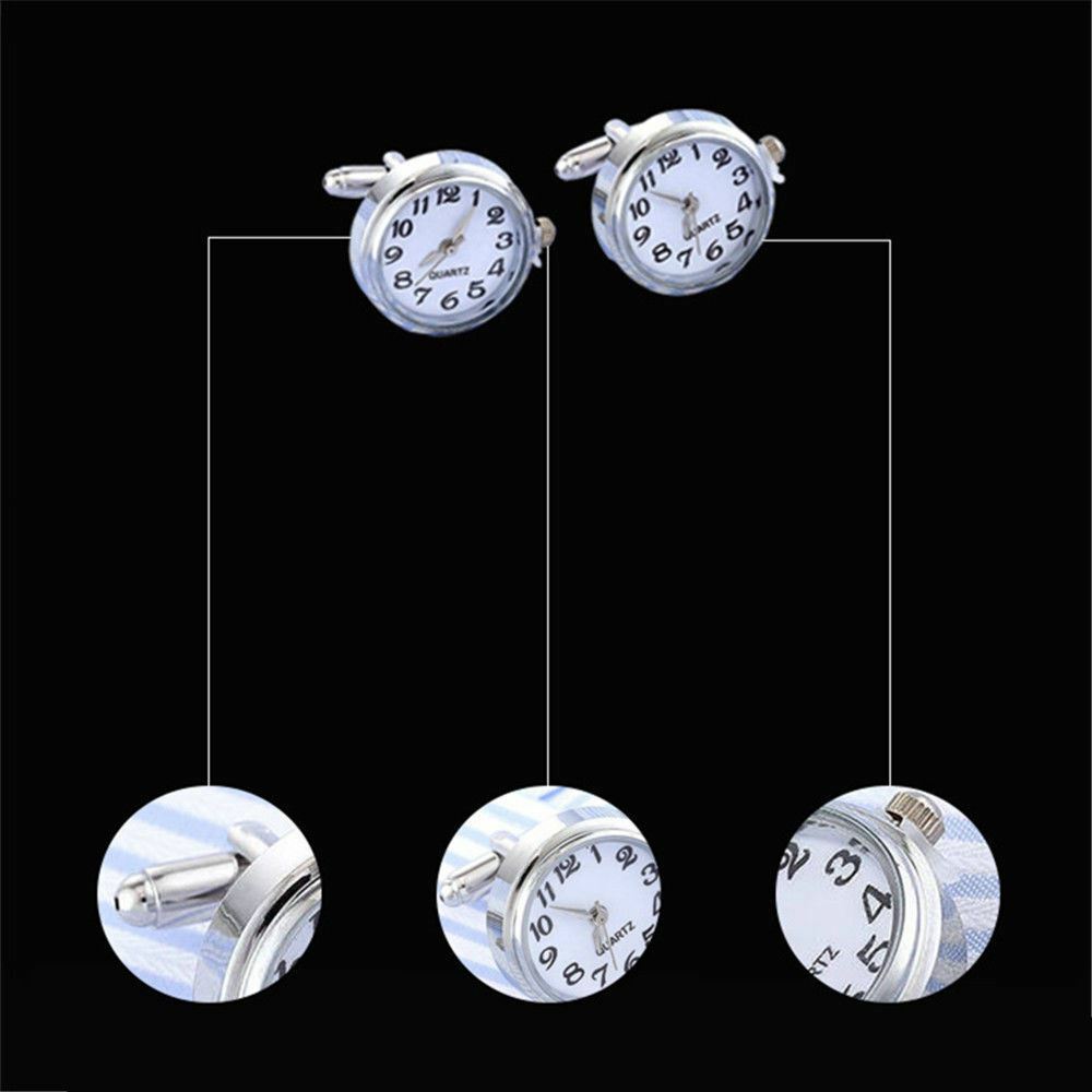 Stylish Gentleman Jewelry Brass Novelty Clock Cufflinks Cuff Links Wedding 2PCS
