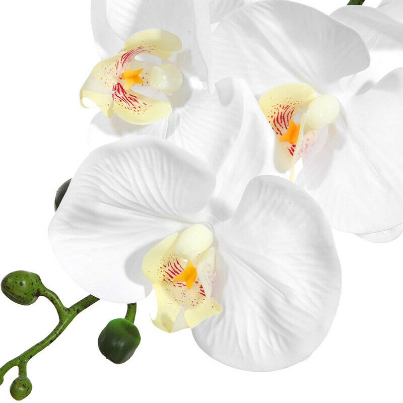 2Pcs 38inch Artificial Real Contact Orchids Flowers 9Heads Latex PhalaenopsiF6G7