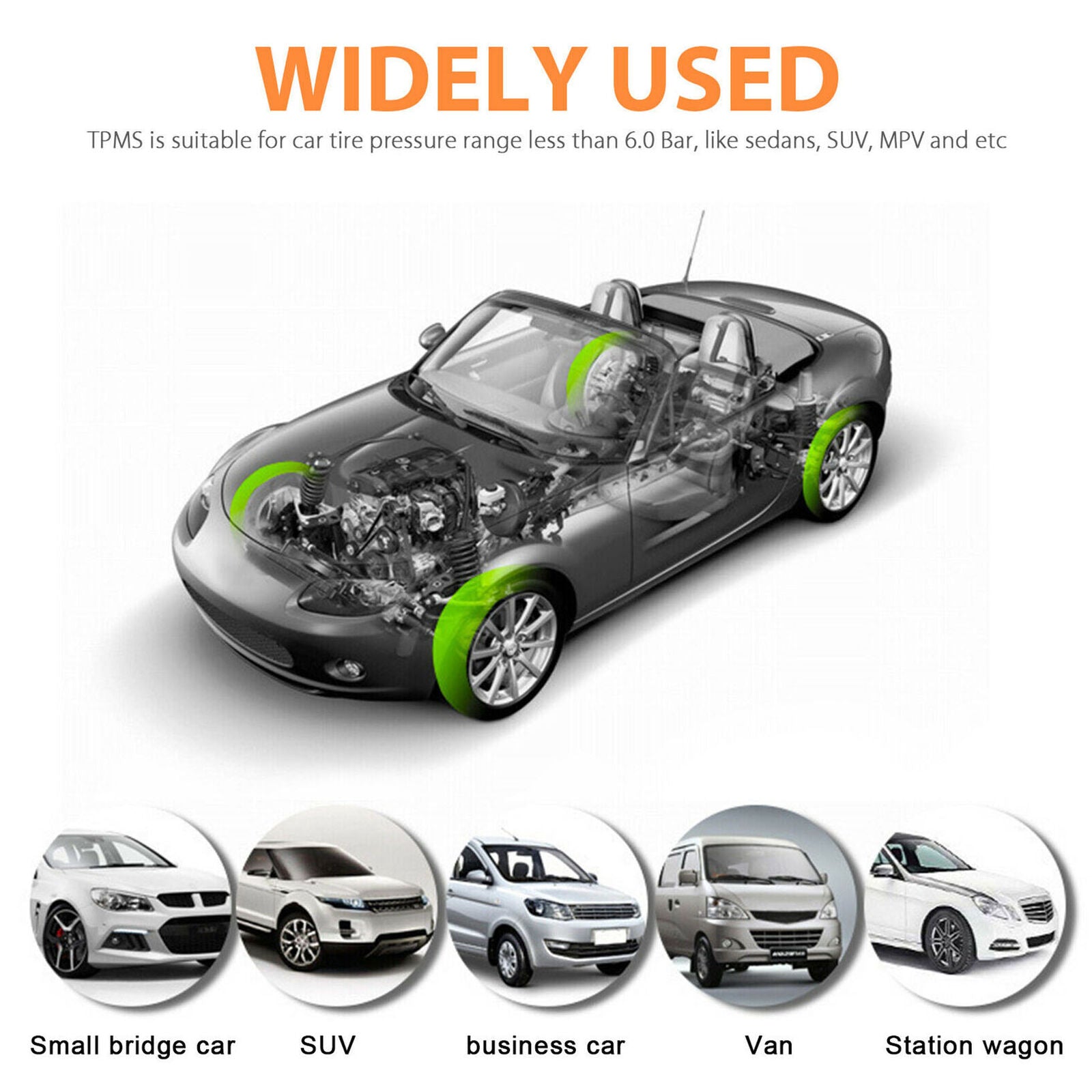 Car Tire Pressure Monitoring System LCD Solar Wireless TPMS + 4 External Sensors