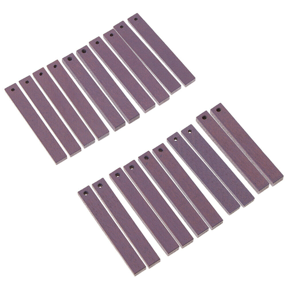 20 Pieces Rectangle Wood Bar Pendant Beads DIY Craft Findings Light Purple