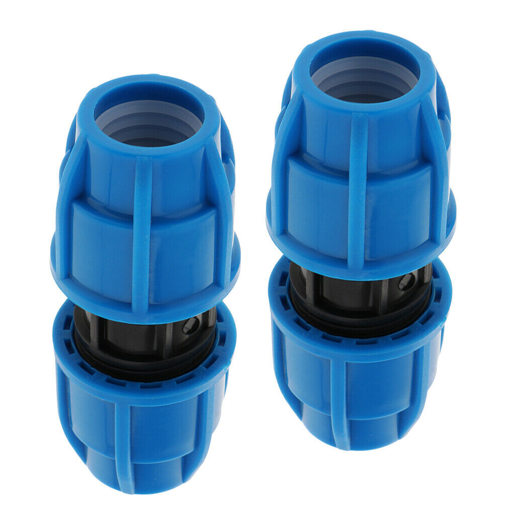 2Pcs PE Straight Union Garden Hose PE Connector Heavy Duty Water Hose Fittings