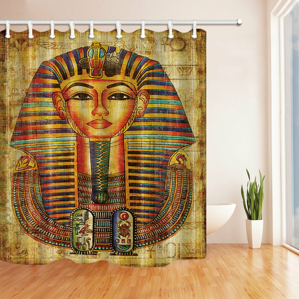 Ancient Egyptian Portrait Fabric Bathroom Shower Curtains & Hooks 71Inch