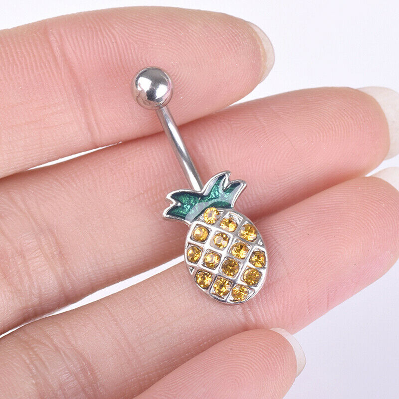 Pineapple Steel Navel Rings Crystal BellyButton Ring Bar Body Piercing Je.l8