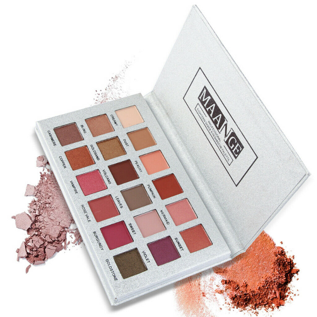 18 Colors Eyshadow Makeup Palette Matte Shimmer+Disposable Sponge Brush Sets