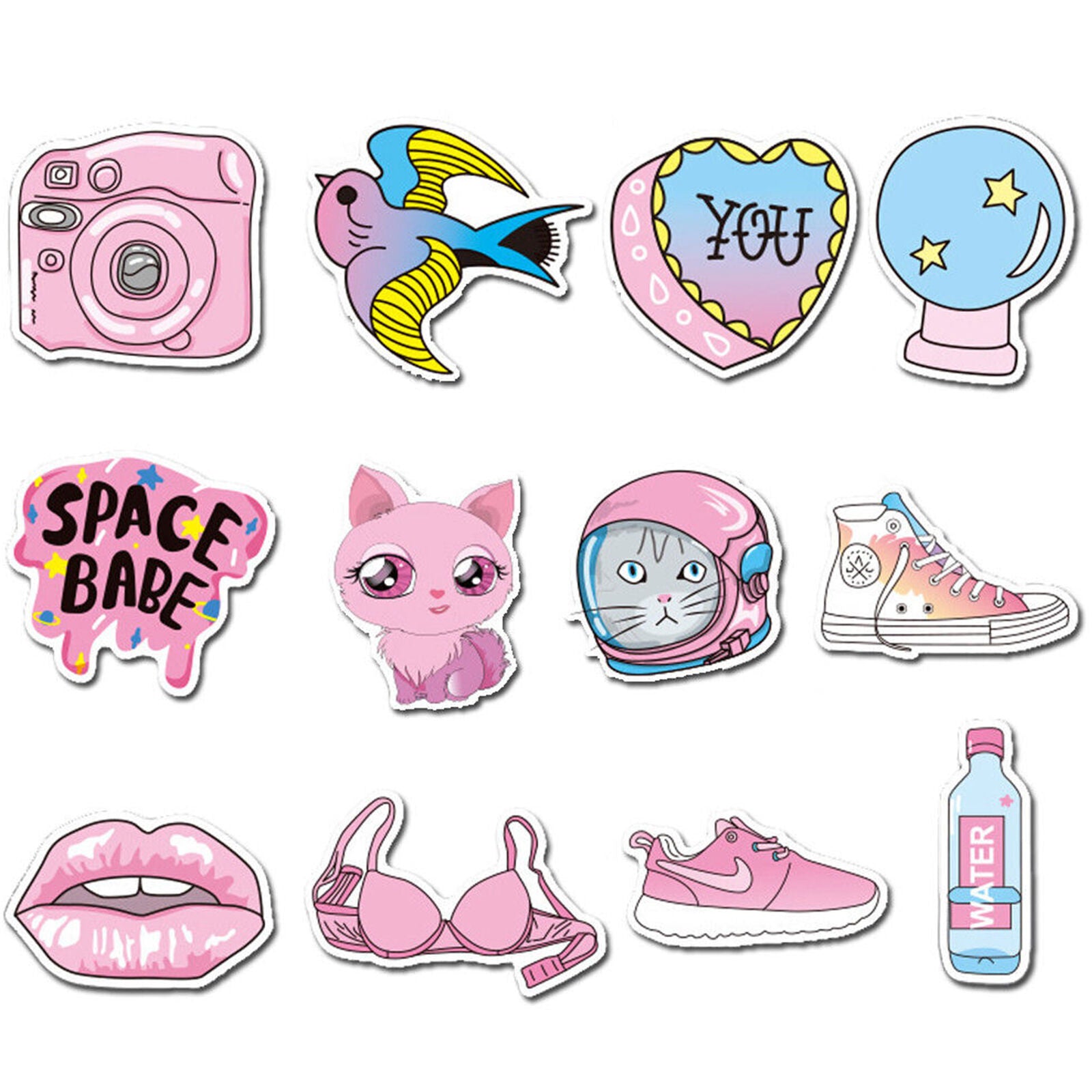 50Pcs Cartoon Skateboard Stickers Motorcycle Car Laptop Luggage Decals For Girls