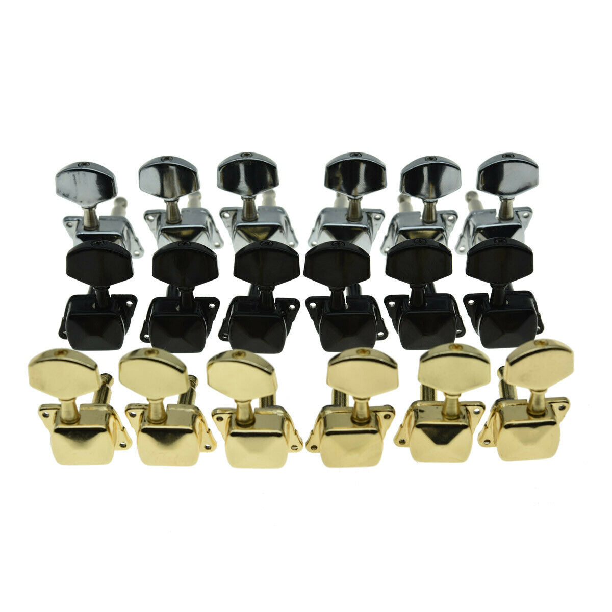 3x3 Semi-Closed Acoustic or Electirc Guitar Tuning Keys Pegs Machine Heads Black