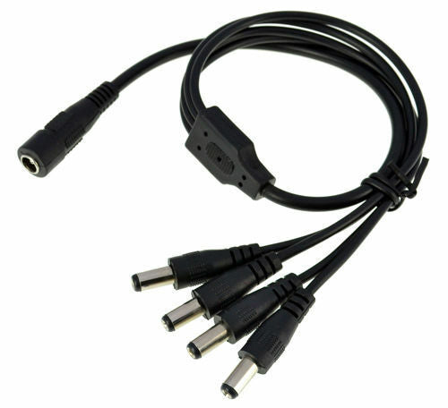 4 Way DC Power Supply Splitter Cable for 12V PSU CCTV Camera DVR Security Kit