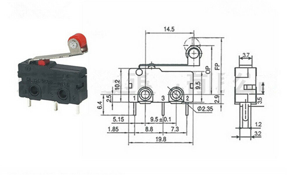 5Pc/Set Micro Roller Lever Arm Open Close Limit Switch KW12-3 PCB Microswi.l8