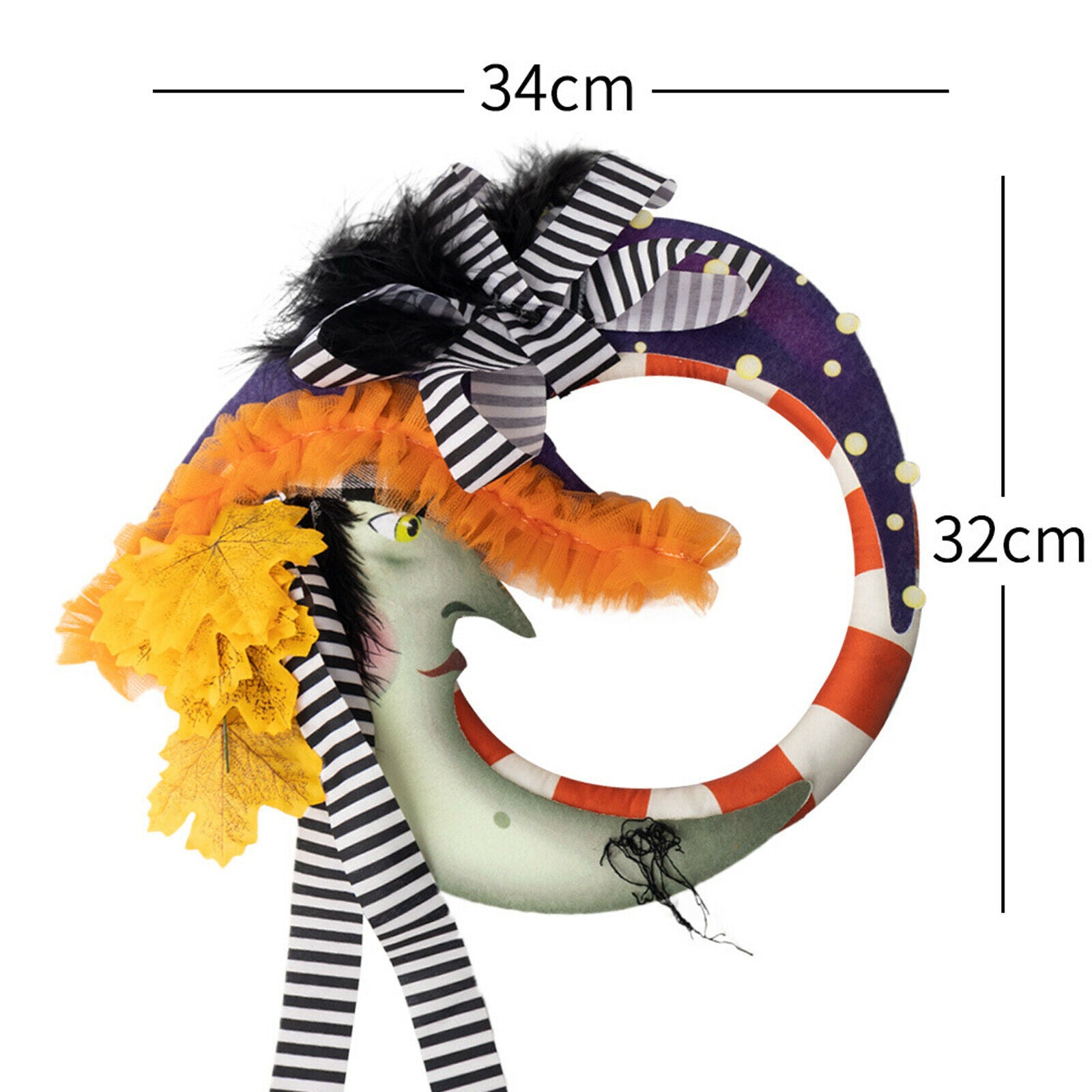 Artificial Wreath,Witch Moon Wreath Happy Halloween Halloween Party for Home