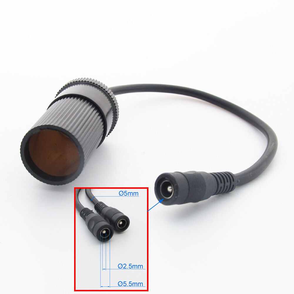 10x DC Female 5.5mm x 2.5mm to Cigarette Lighter Car battery Charger Cable 30cm