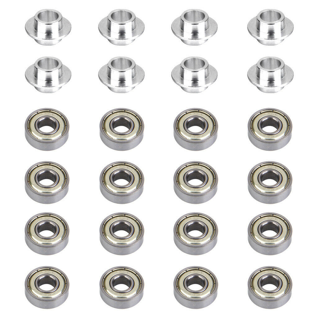 8pcs 8mm Roller Skate Spacers + 16pcs Roller Inline Skate Steel Bearings
