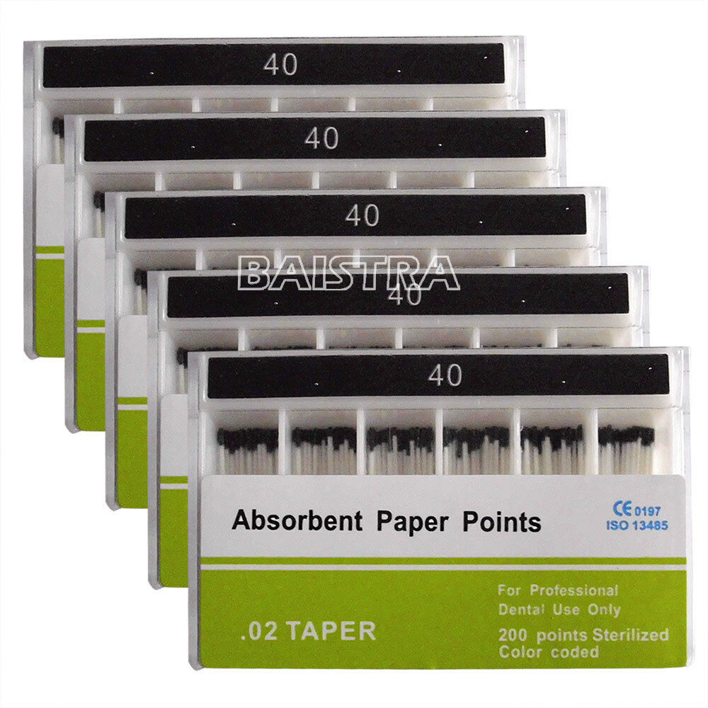10 Pack Taper 0.02 Dental Absorbent Paper Points 40# 200pcs/Pack