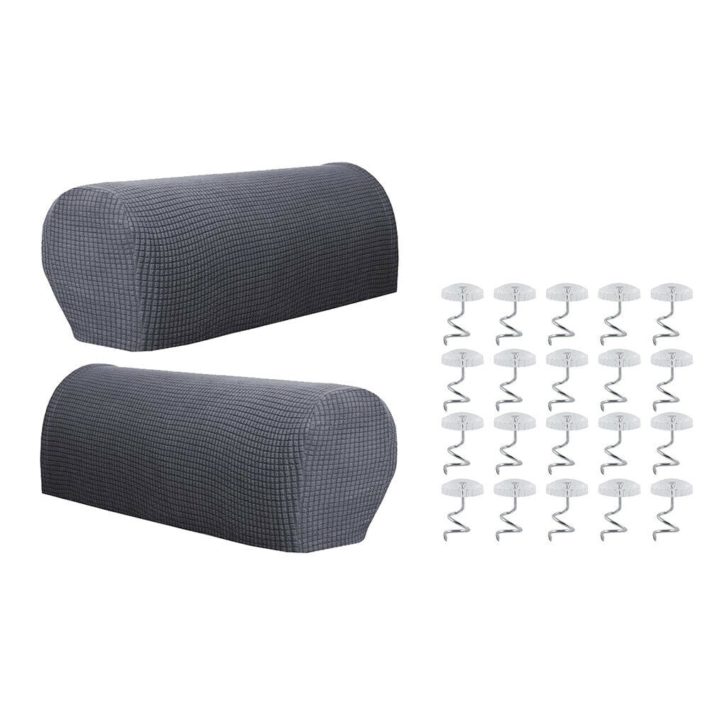 2 Pieces Sofa Armrest Cover Couch Arm Cover Gray with 20 Pieces  Pins
