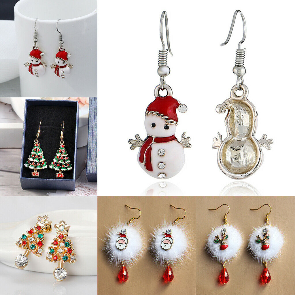 5 pairs shining crystal rhinestone colorful christmas theme fashion earrings