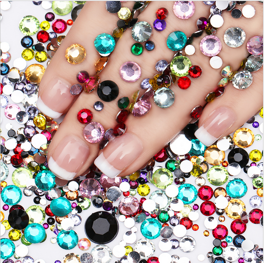 2000x Crystal Flat Back Rhinestones Assorted Size Nail Art Craft Decoration