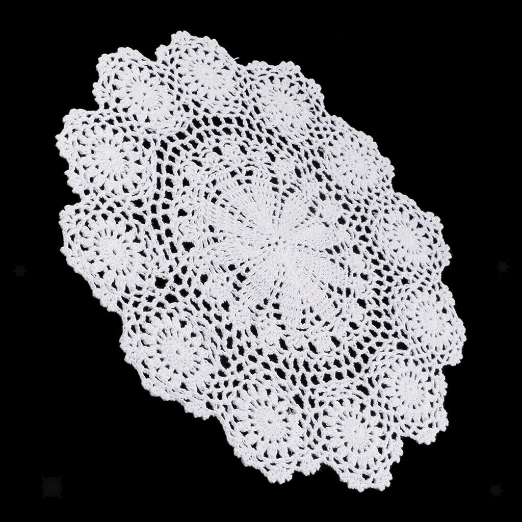 Crochet Cotton Lace Doily Round Floral Cup Tablecloth