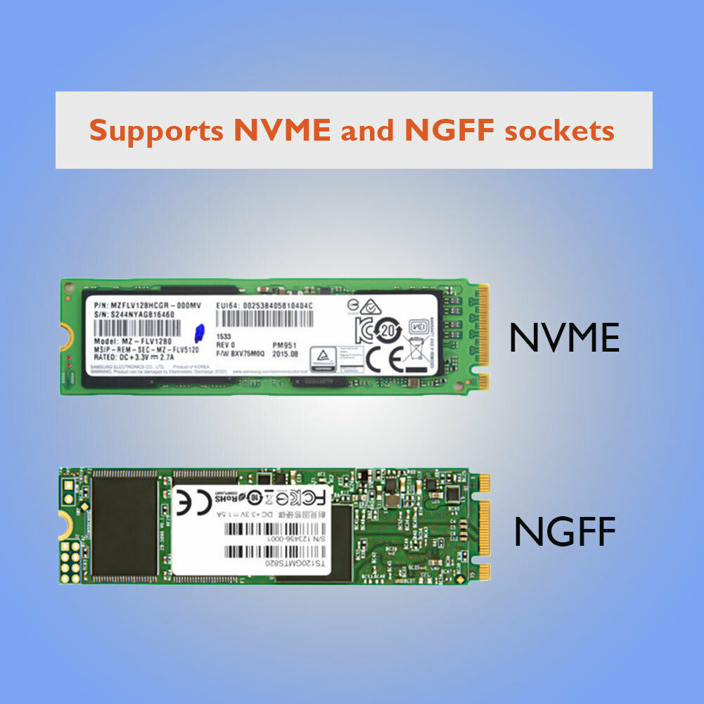 Dual M.2 PCIe Adapter PCI-E 3.0 X4 to M.2 M Key + B Key Expansion Card @